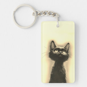 Enchanted Black Cat Golden Key Ring