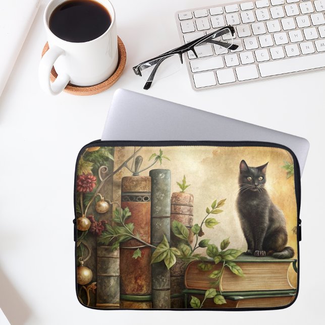 Enchanted Black Cat Library Laptop Sleeve (Creator Uploaded)