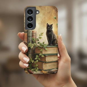 Enchanted Black Cat Library Samsung Galaxy Case