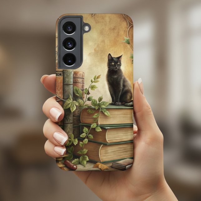 Enchanted Black Cat Library Samsung Galaxy S22 Case (Creator Uploaded)