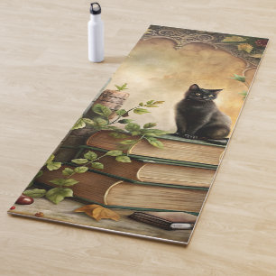 Enchanted Black Cat Library Yoga Mat