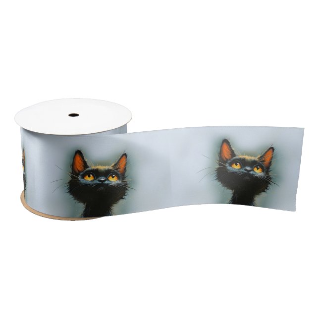 Enchanted Black Cat Satin Ribbon (Spool)