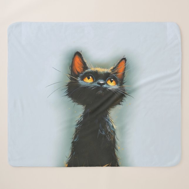 Enchanted Black Cat Sherpa Blanket (Front (Horizontal))