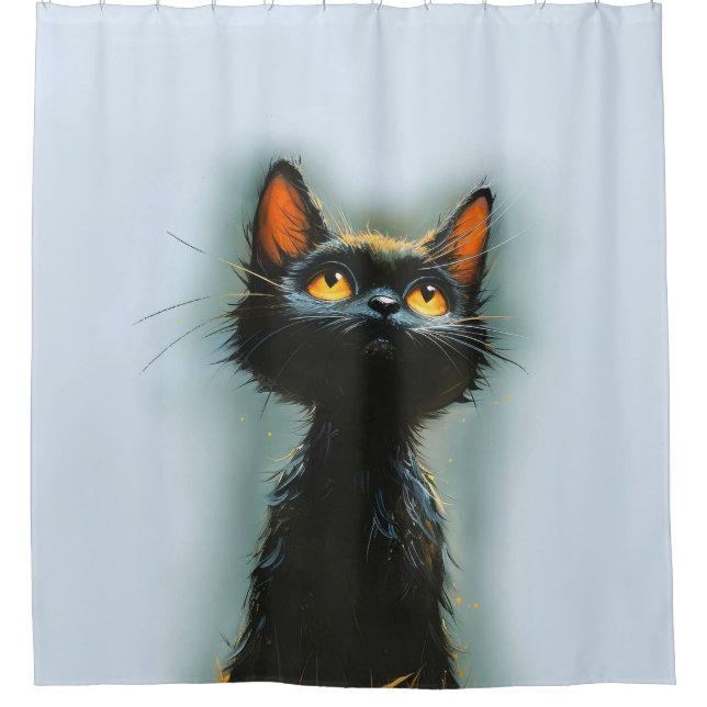 Enchanted Black Cat Shower Curtain (Front)