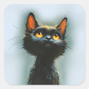 Enchanted Black Cat Square Sticker