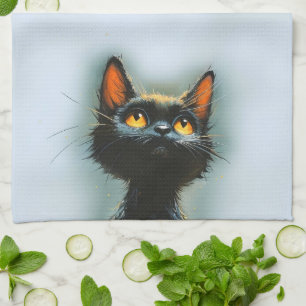 Enchanted Black Cat Tea Towel