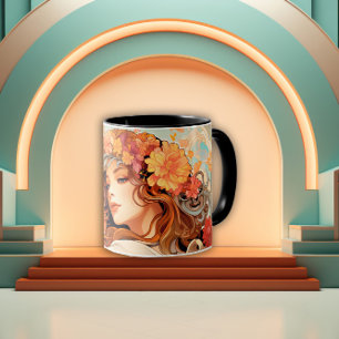 Enchanted Bloom Art Nouveau Woman Mug