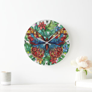 Enchanted Bloom" - Floral Butterfly Large Clock