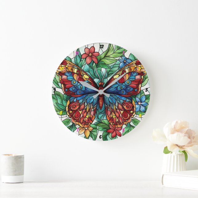 Enchanted Bloom" - Floral Butterfly Large Clock (Home)