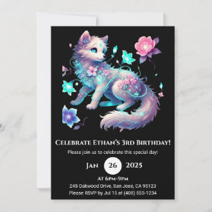 Enchanted Bloom Wolf Birthday Invitation
