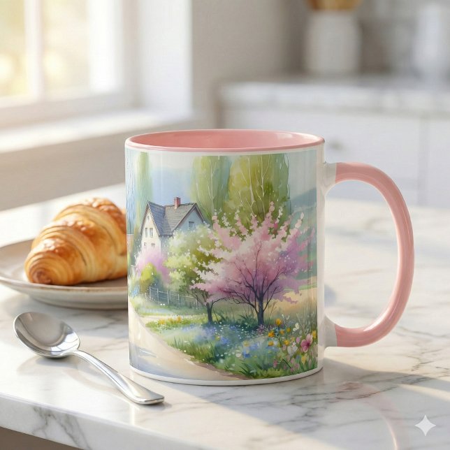 Enchanted Blossom Country Lane Mug (Enchanted Blossom Country Lane Mug Mockup 1)