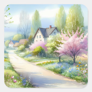 Enchanted Blossom Country Lane Square Sticker