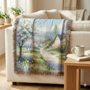 Enchanted Blossom Country Lane Throw Blanket