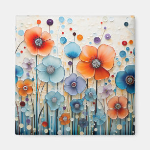 Enchanted Blossoming Meadow Wildflowers Magnet