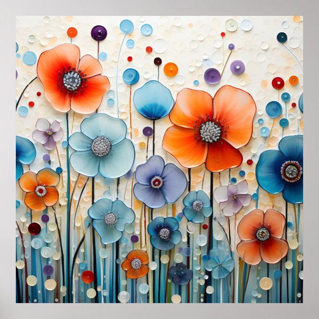 Enchanted Blossoming Meadow Wildflowers Poster (Front)