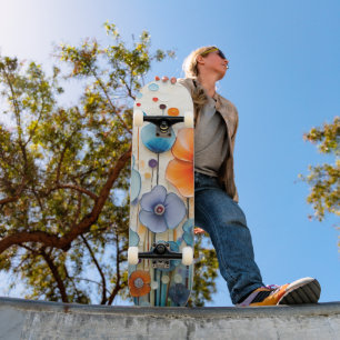 Enchanted Blossoming Meadow Wildflowers Skateboard