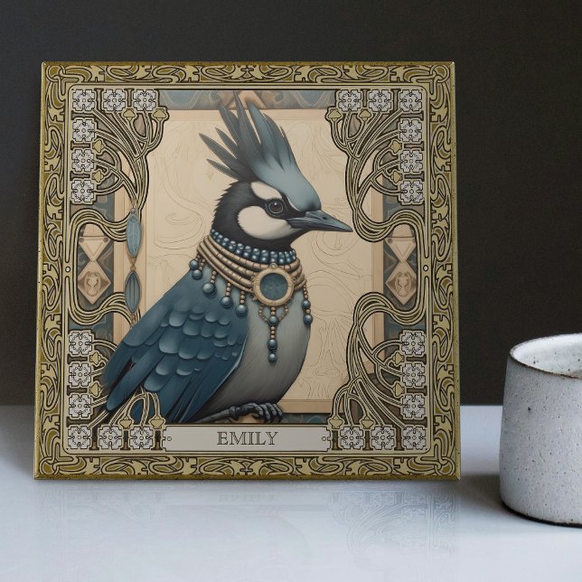 Enchanted Blue Jay Spirit Animal Personalizable Ceramic Tile (Creator Uploaded)