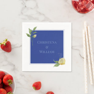 Enchanted Blue Lemon Blossom Personalised Wedding Napkin