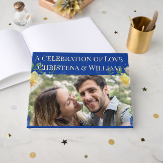 Enchanted Blue Lemon Blossom Wedding Guest Book