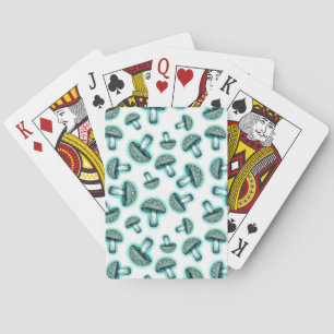 Enchanted Blue Mushrooms - White Playing Cards