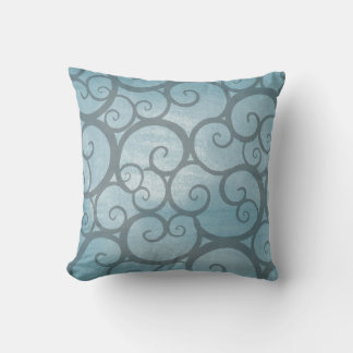 Enchanted Blue Wavy Swirl Pattern Pillow