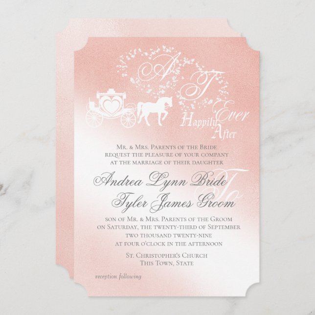 Enchanted Blush Pink Fairy Tale Wedding Invitation (Front/Back)