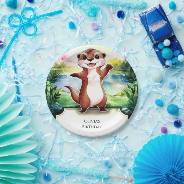 Enchanted Boho Otter Birthday Paper Plate (Party)