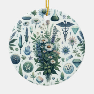 Enchanted Botanica: Magical Herbs & Witchcraft Ceramic Ornament