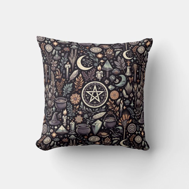 Enchanted Botanica: Magical Herbs & Witchcraft Cushion (Front)