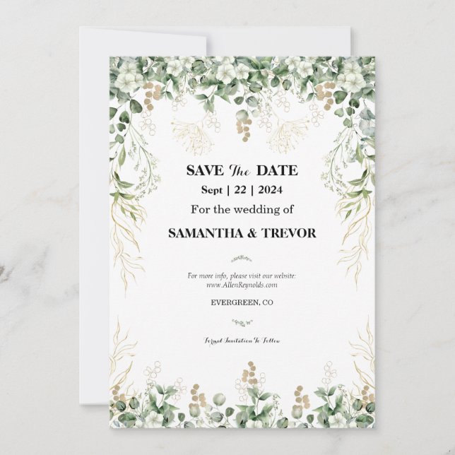 Enchanted Botanical Foliage: Save The Date Invitation (Front)
