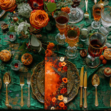 Enchanted Burnt Orange Autumn Minimal Dinner Menu