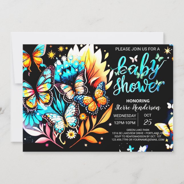 Enchanted Butterfly Digital Boy Baby Shower Invitation (Front)
