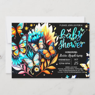 Enchanted Butterfly Digital Boy Baby Shower Invitation