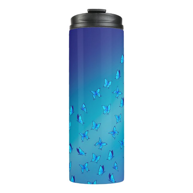 Enchanted Butterfly Double Blue  Thermal Tumbler (Front)