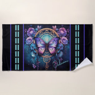 Enchanted Butterfly Dreamcatcher Beach Towel