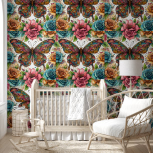 Enchanted Butterfly & Floral Bliss Wallpaper