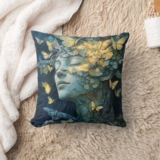 Enchanted Butterfly Forest Goddess (4) Cushion (Blanket)