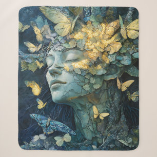 Enchanted Butterfly Forest Goddess (4) Sherpa Blanket