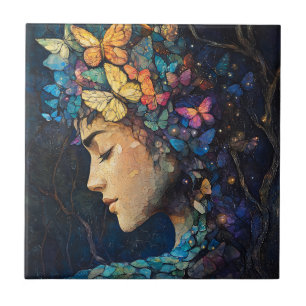 Enchanted Butterfly Forest Goddess (5) Ceramic Tile