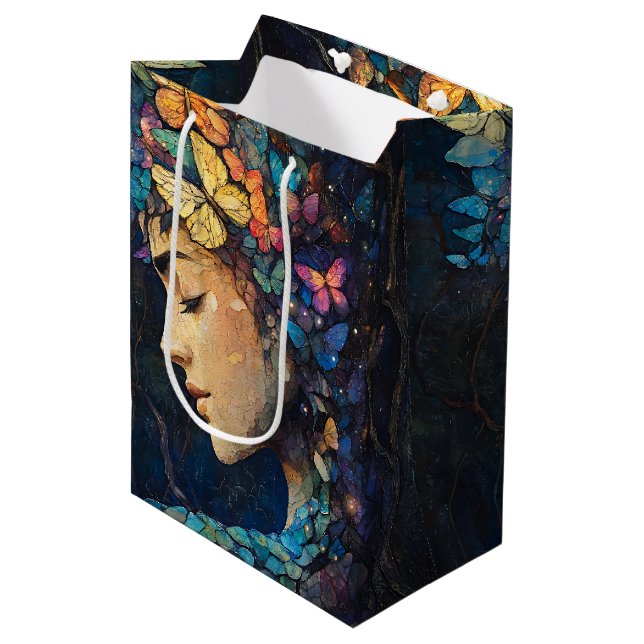 Enchanted Butterfly Forest Goddess (5) Medium Gift Bag (Front Angled)