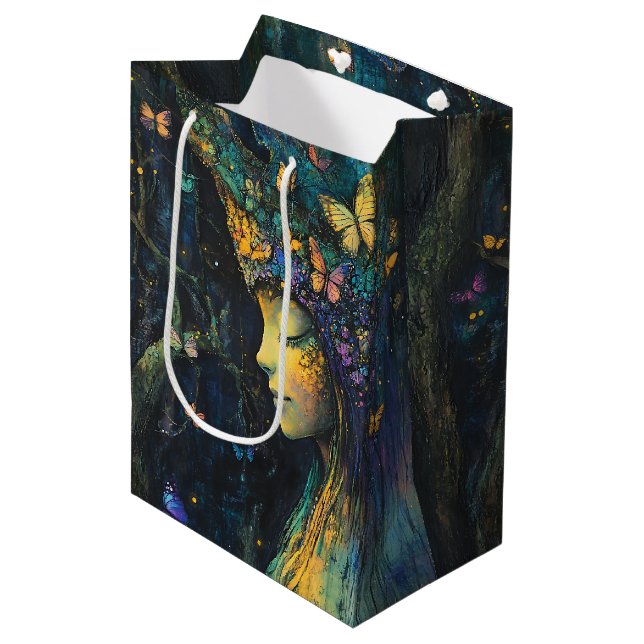 Enchanted Butterfly Forest Goddess (6) Medium Gift Bag (Front Angled)