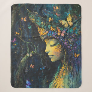 Enchanted Butterfly Forest Goddess (6) Sherpa Blanket