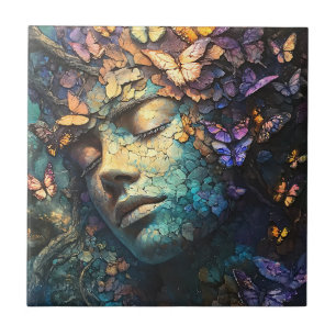 Enchanted Butterfly Forest Goddess (7) Ceramic Tile