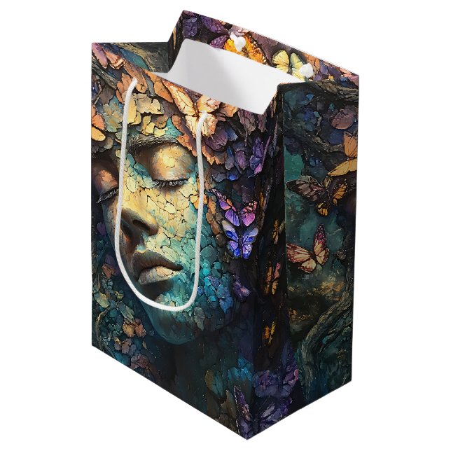 Enchanted Butterfly Forest Goddess (7) Medium Gift Bag (Front Angled)
