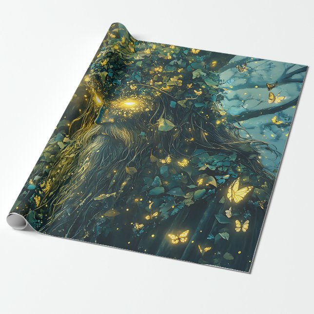 Enchanted Butterfly Forest Goddess (8) Wrapping Paper (Unrolled)