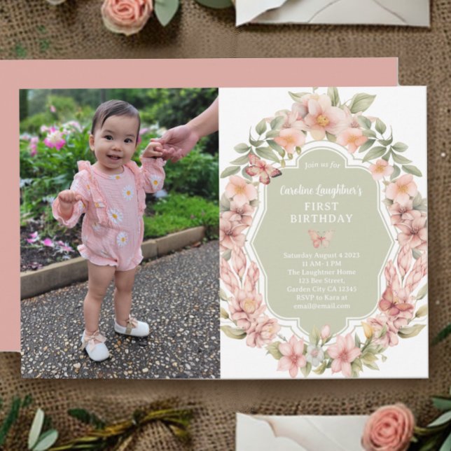 Enchanted Butterfly Garden Any Age Birthday Photo Invitation (Creator Uploaded)