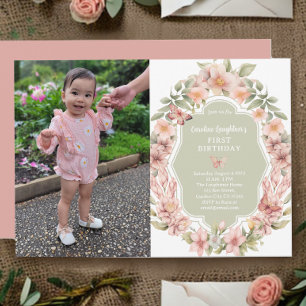 Enchanted Butterfly Garden Any Age Birthday Photo Invitation