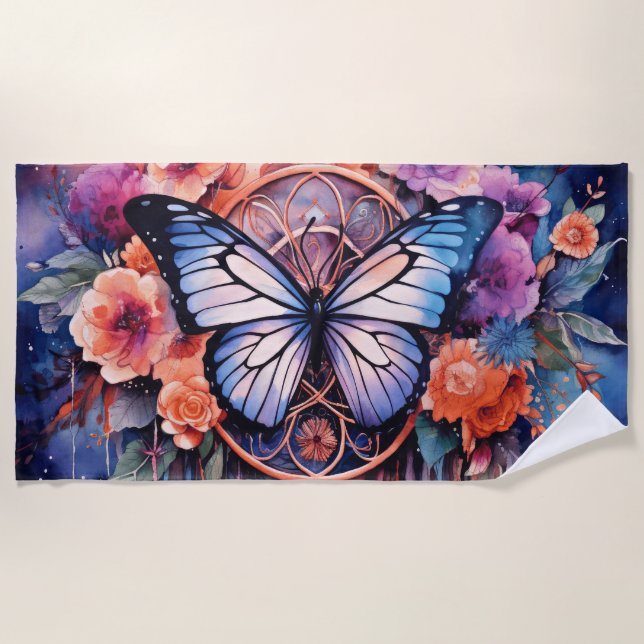 Enchanted Butterfly Garden Beach Towel (Front)