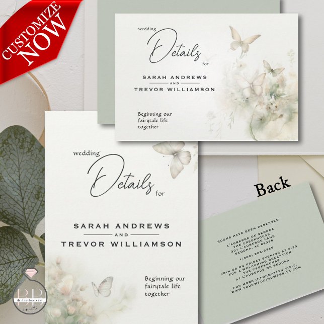 Enchanted Butterfly Garden Enclosure Card (easy to customize in 2 styles)