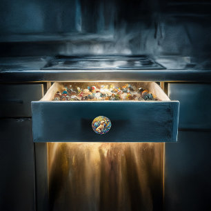 Enchanted Canine on Cosmic Ceramic Swirls Knob